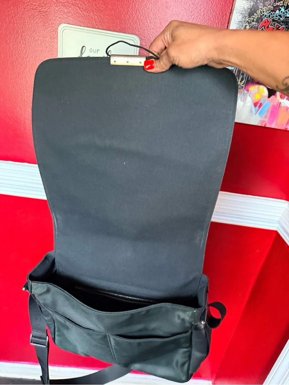 Louis Vuitton Black Leather Messenger Bag
